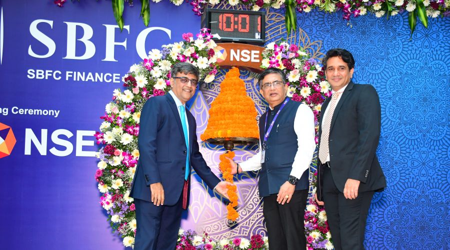 SBFC shares closes at 92 per share, 62% above its issue price